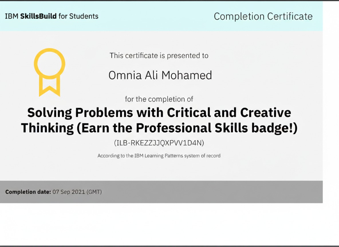 IBM Critical and Creative Thinking certificate