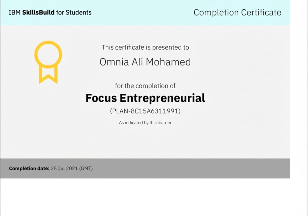 IBM Focus Entrepreneurial certificate