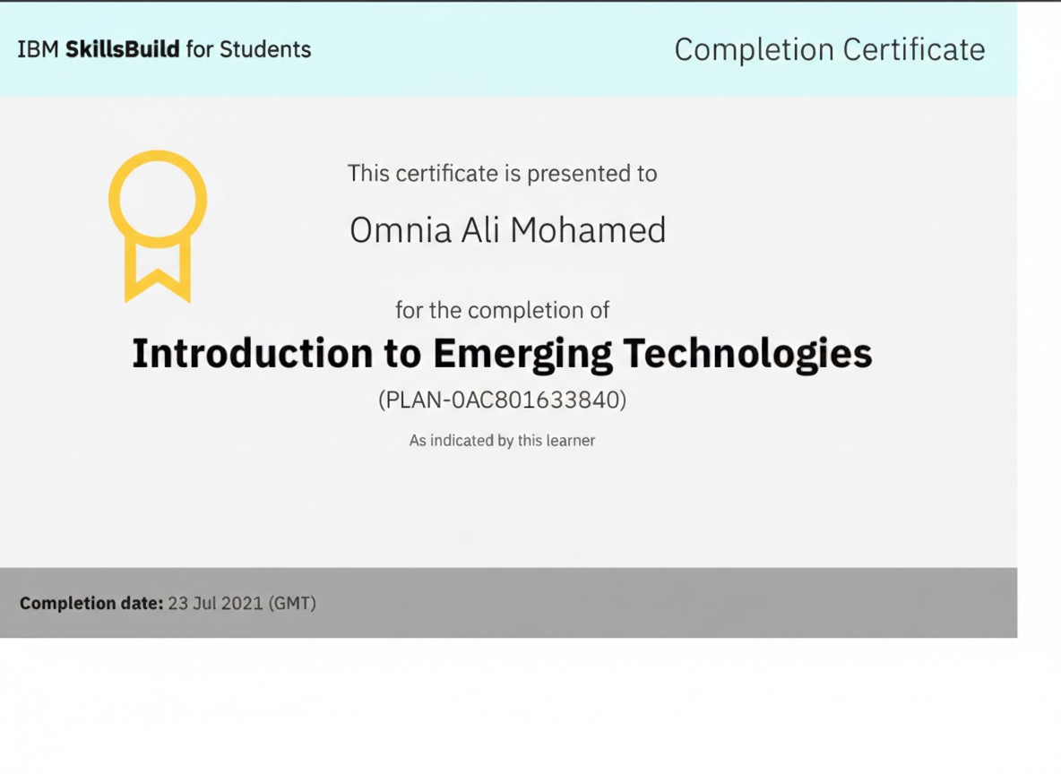 IBM Introduction to Emerging Technologies certificate