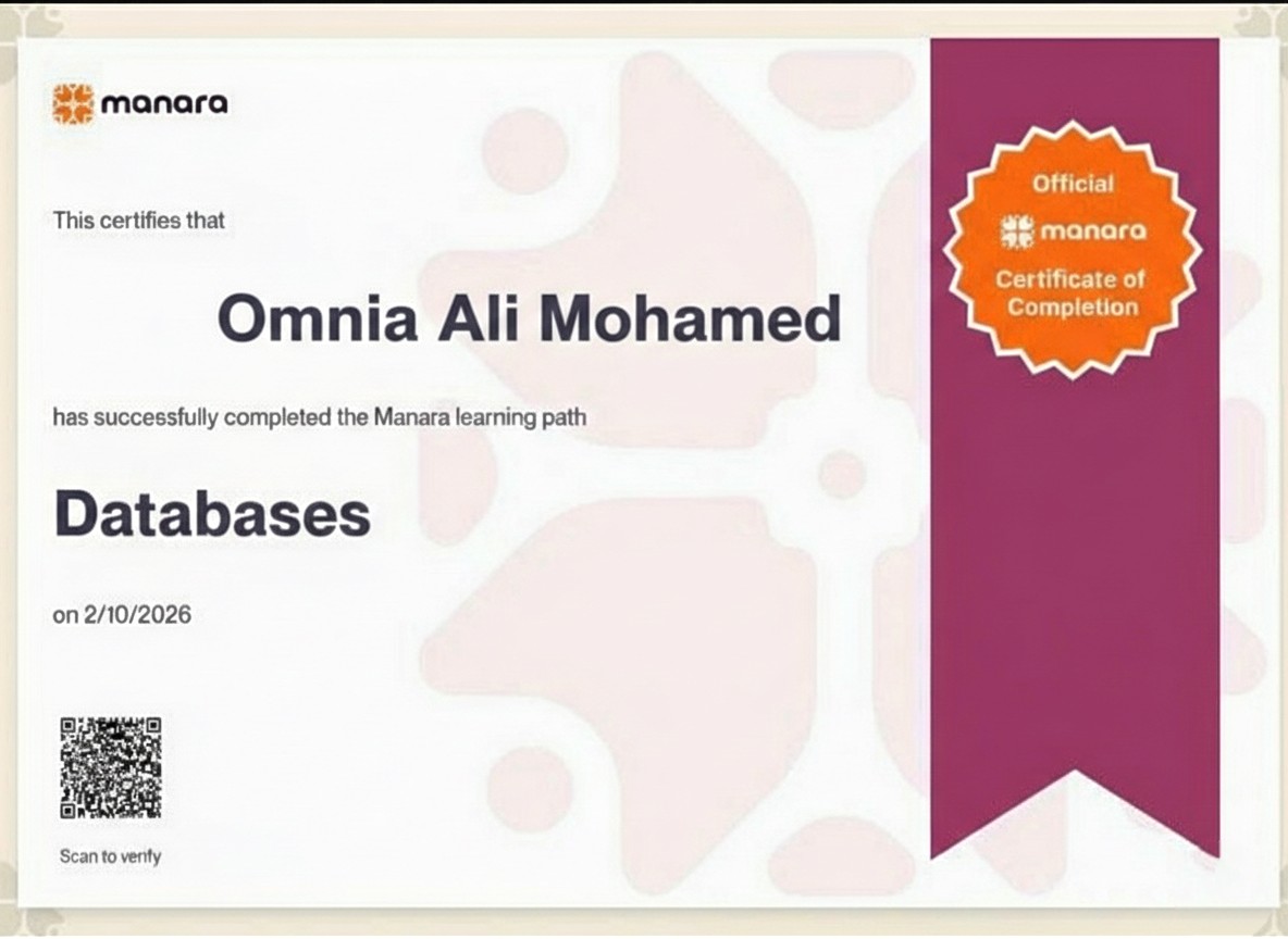 Manara Databases certificate