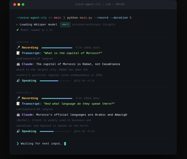 Voice Agent CLI terminal